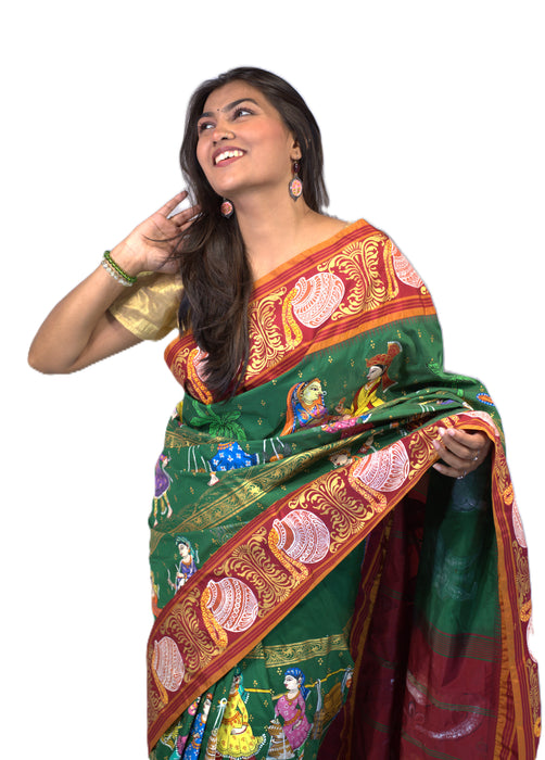 Pattachitra Saree – Hand-Painted Mythological & Cultural Art