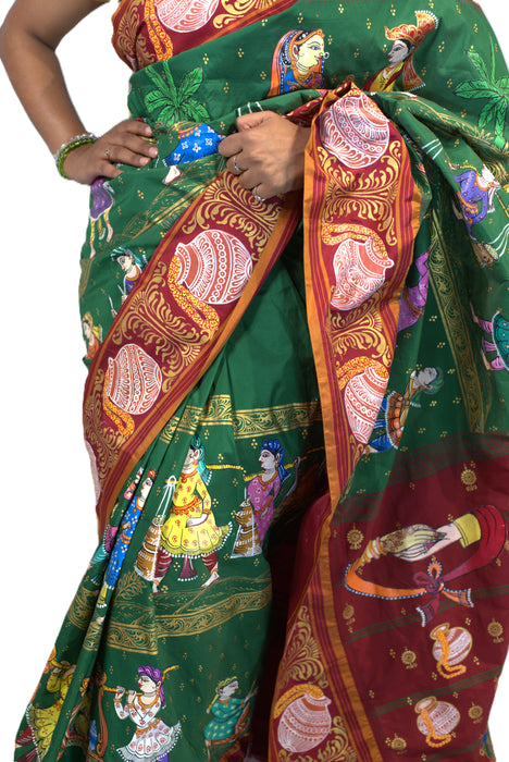 Pattachitra Saree – Hand-Painted Mythological & Cultural Art