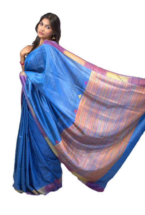 Tussar Silk Saree – Elegant Wild Silk with Golden Sheen and Traditional Motifs