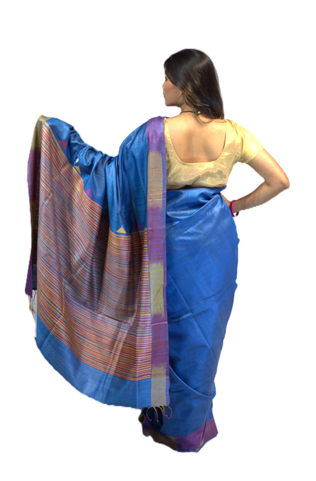 Tussar Silk Saree – Elegant Wild Silk with Golden Sheen and Traditional Motifs