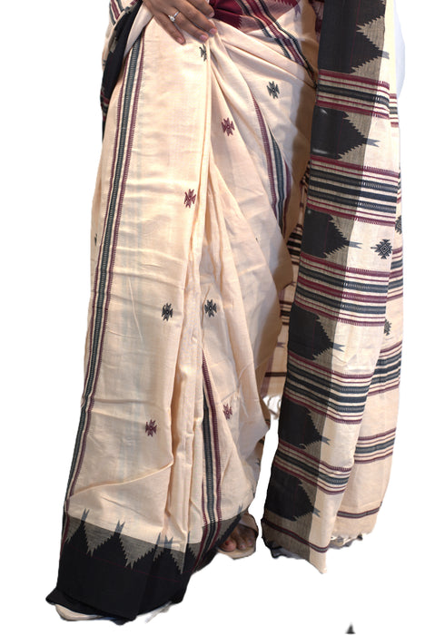 Kotpad Saree – Natural Color with Contrasting Tribal Motif Border