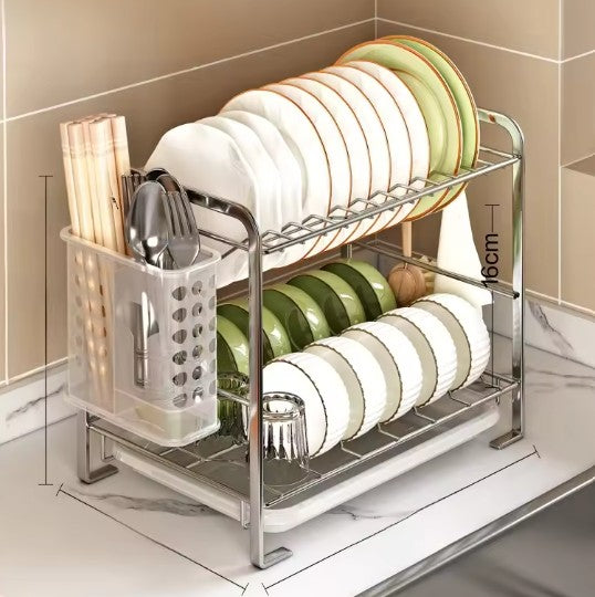 2-Tier Dish Drainer – Rust-Proof & Space-Saving Design