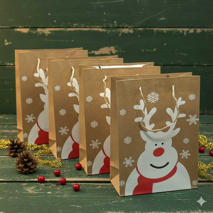 Christmas Gift Bags – Pack of 6 for Easy Wrapping - Samanta Factory