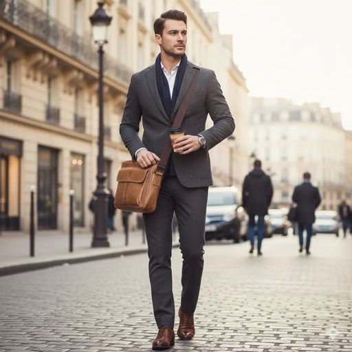 Leather Business Shoulder Bag – Soft Men’s Work Messenger Bag SF