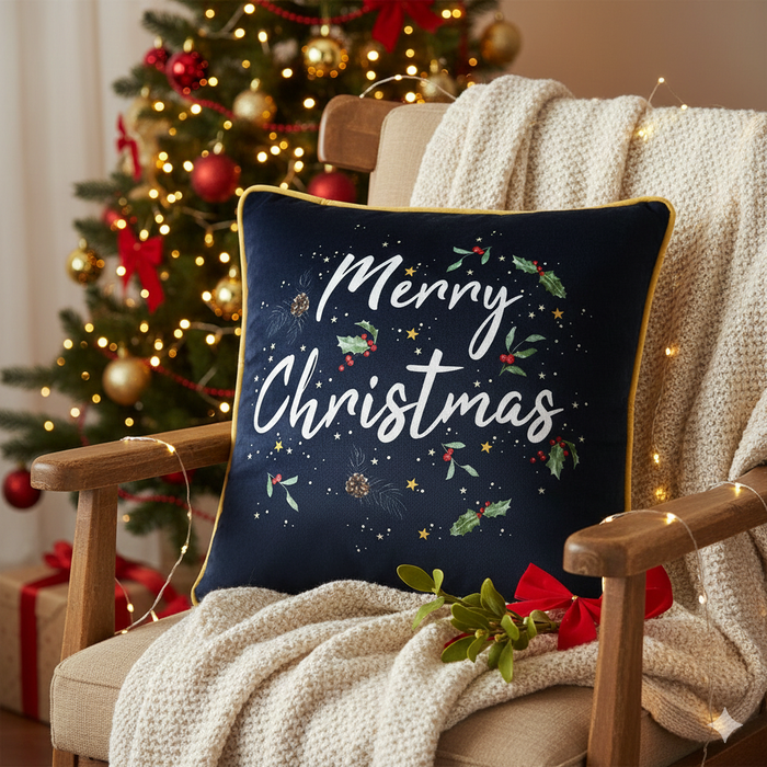 Christmas Slogan Cushion – Soft Filled Festive Decor - Samanta Factory