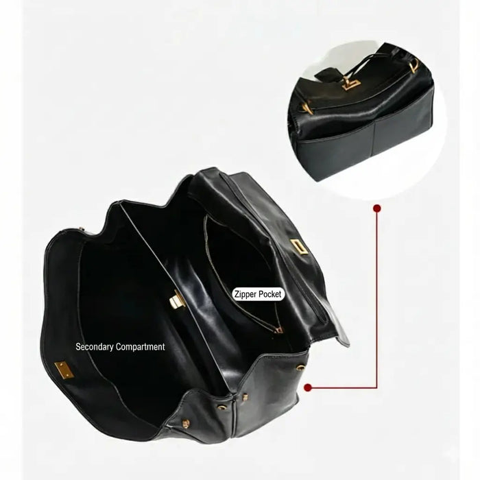 Cow Leather Shoulder Bag – Soft Tote with Large Capacity SF