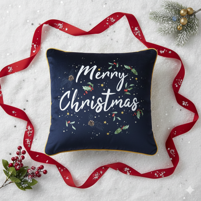 Christmas Slogan Cushion – Soft Filled Festive Decor - Samanta Factory