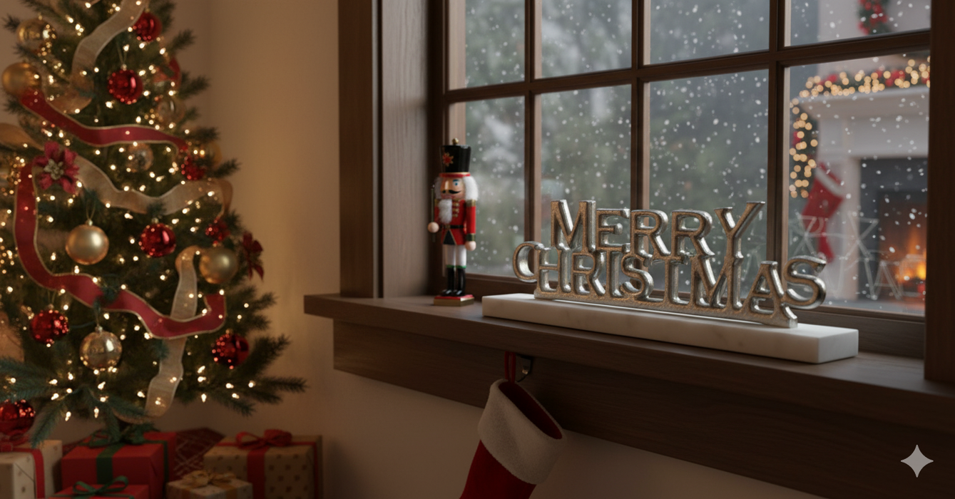 Nickel-Plated Christmas Stand – Elegant Modern Festive Décor - Samanta Factory