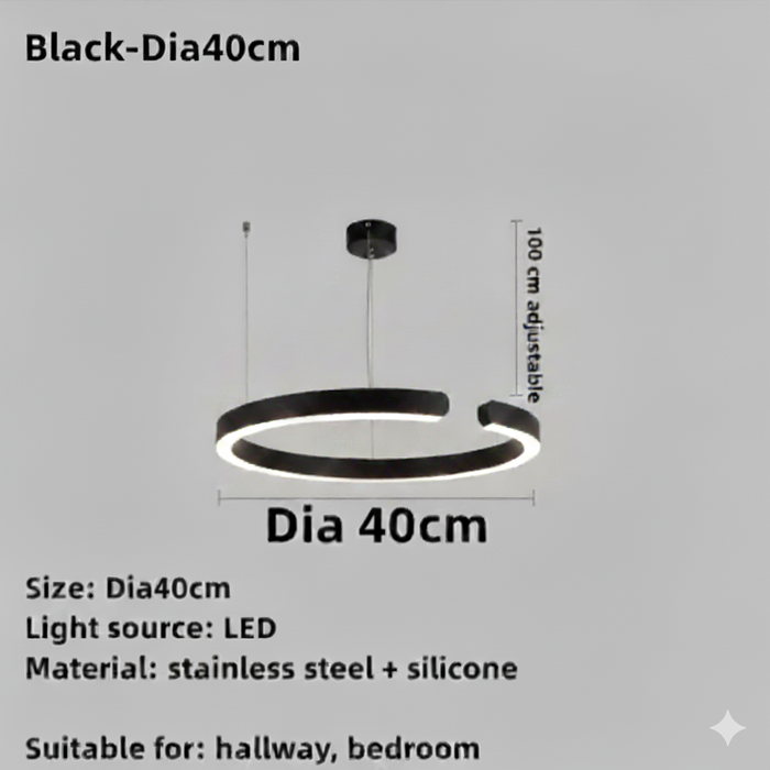 C Ring LED Pendant Light – Dimmable Nordic Hanging Lamp for Dining & Bedroom Spaces