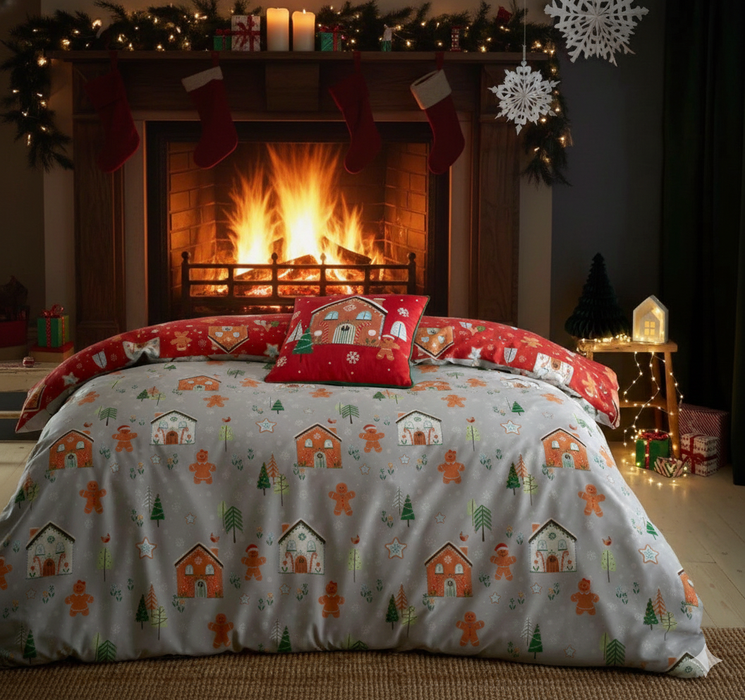 Single Duvet Cover Set – Festive Gingerbread Design - Samanta Factory