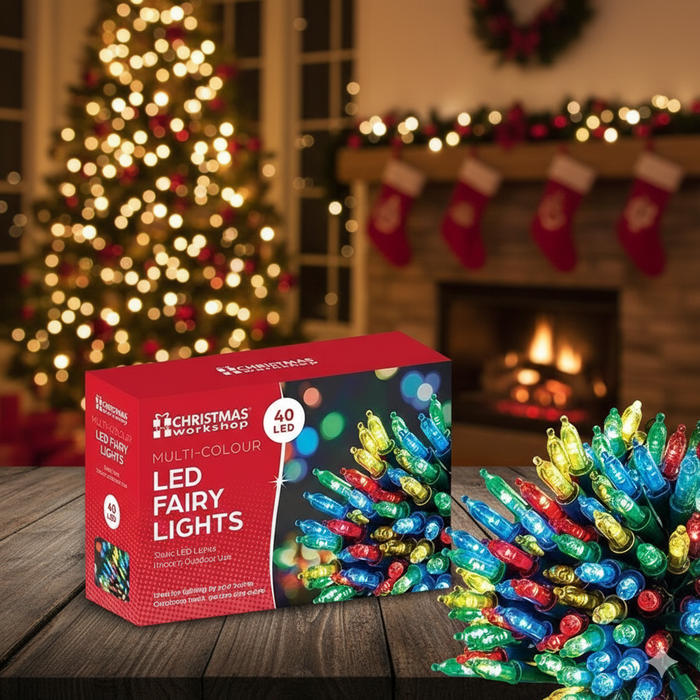 Christmas LED Fairy Lights – 40 Multi-Colour Bulbs - Samanta Factory