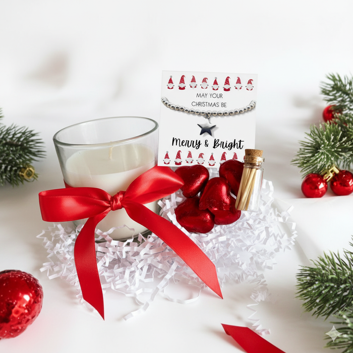 Christmas Gift Hamper – Bracelet, Candle & Chocolate Treats - Samanta Factory