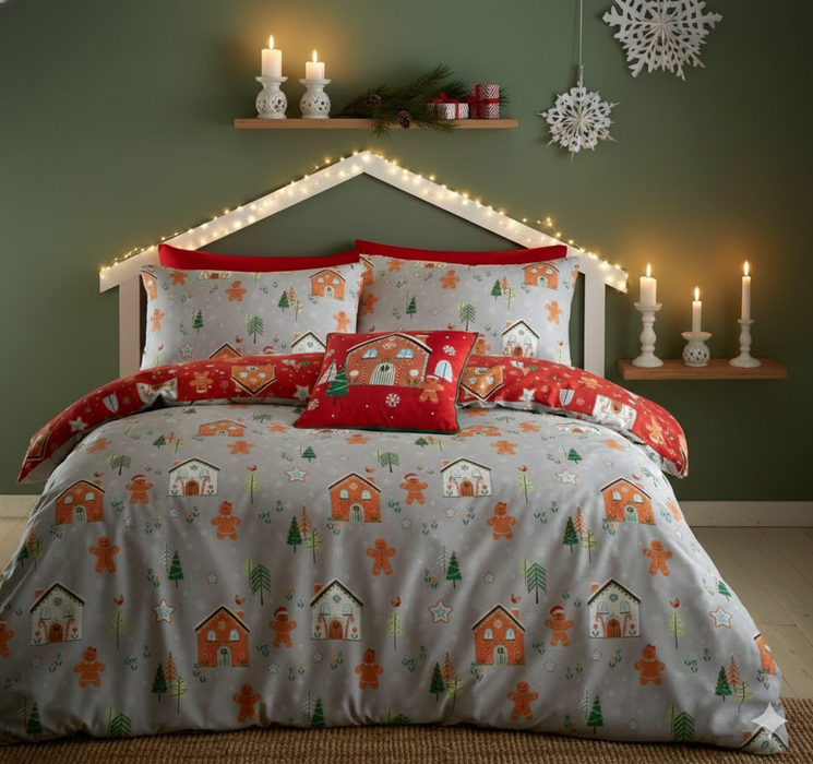 Single Duvet Cover Set – Festive Gingerbread Design - Samanta Factory