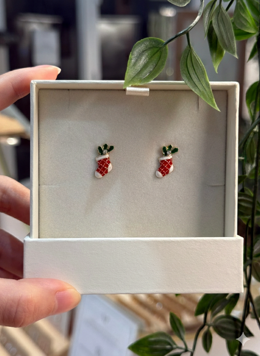 Christmas socks cubic earrings
