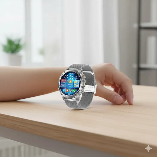 Bluetooth calling smartwatch with AMOLED display, GPS tracking, and health monitoring features