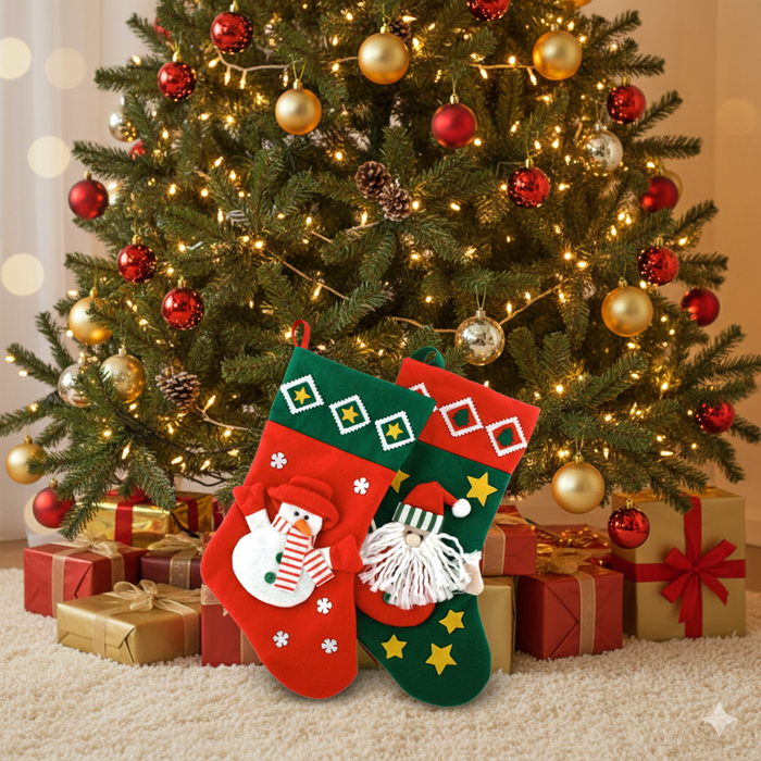 Christmas Stockings – 2-Pack Soft Gift Stocking Set - Samanta Factory