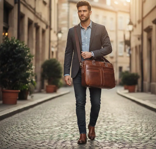 Leather Business Briefcase – 15-Inch Professional Work Bag for Men SF