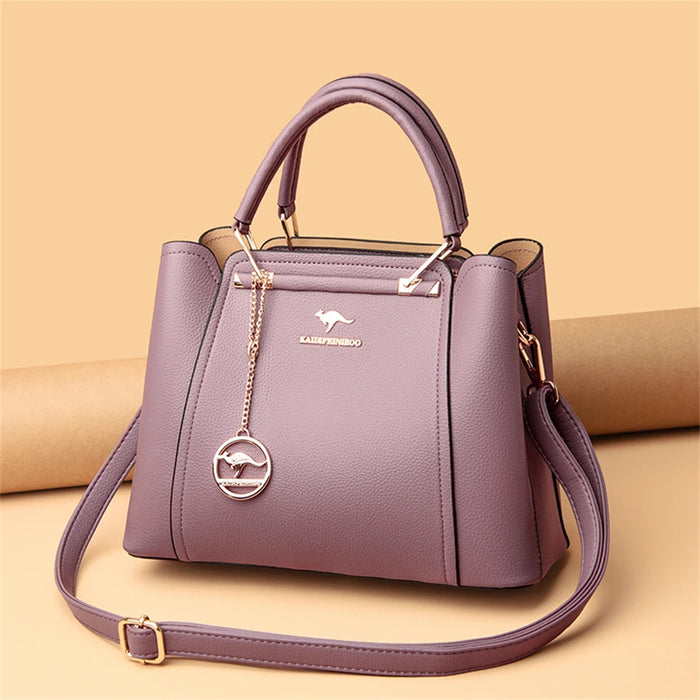 Women’s Shoulder Bag – Soft Leather Tote with Tassel Pendant - Samanta Factory