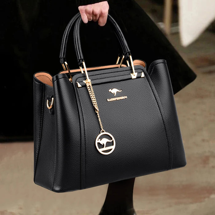 Women’s Shoulder Bag – Soft Leather Tote with Tassel Pendant - Samanta Factory