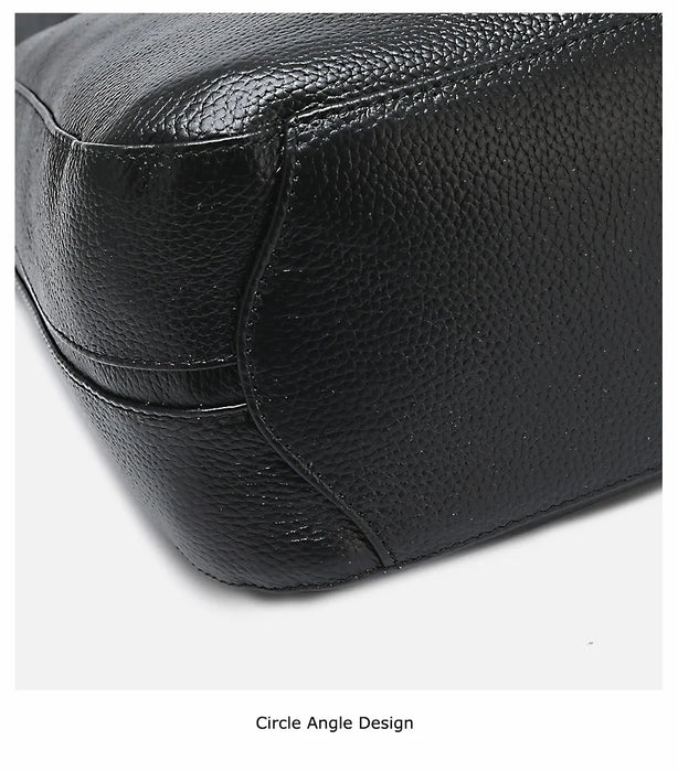 Genuine Leather Shoulder Bag – Soft, Versatile Hobo with Ruched Design - Samanta Factory