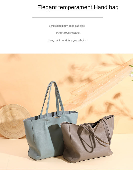 Genuine Leather Casual Tote – Soft, Versatile Design for Women - Samanta Factory