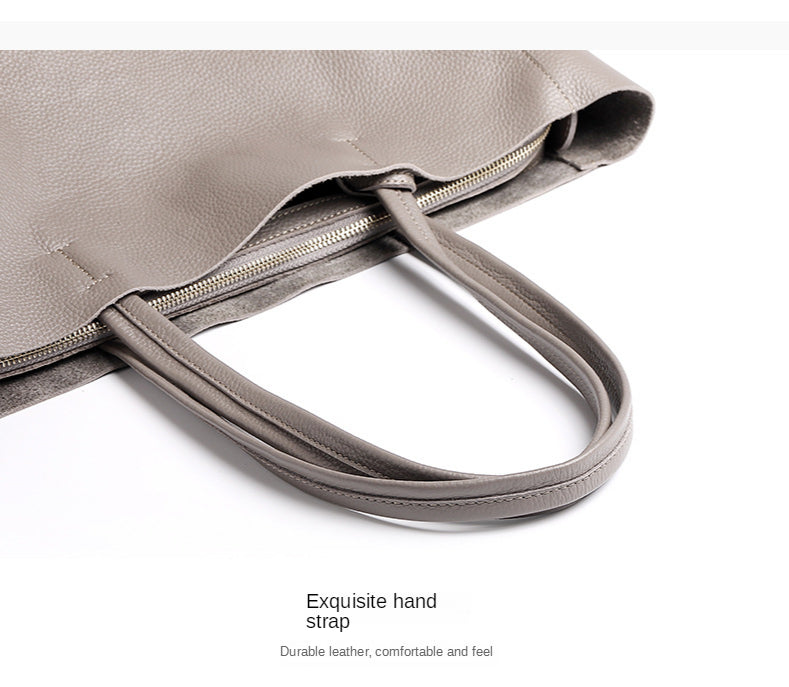 Genuine Leather Casual Tote – Soft, Versatile Design for Women - Samanta Factory