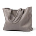 Soft genuine leather casual tote bag for women with multiple interior pockets and zipper closure