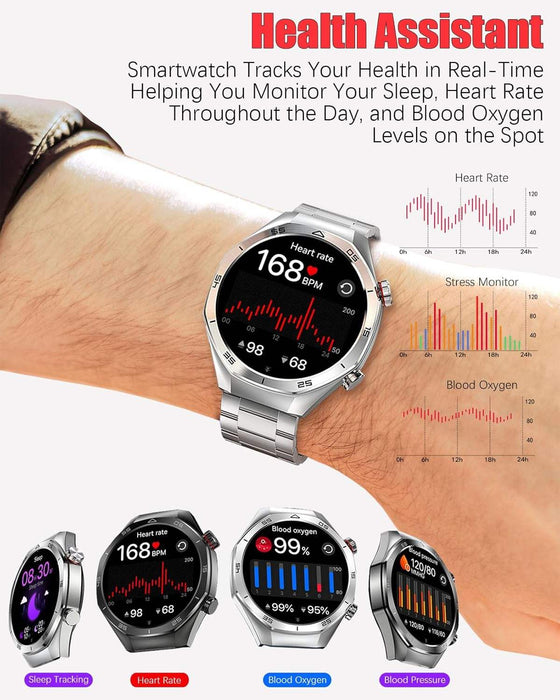 Men's Smart Watch – HD Touch Screen with 24/7 Heart Rate & Blood Monitoring