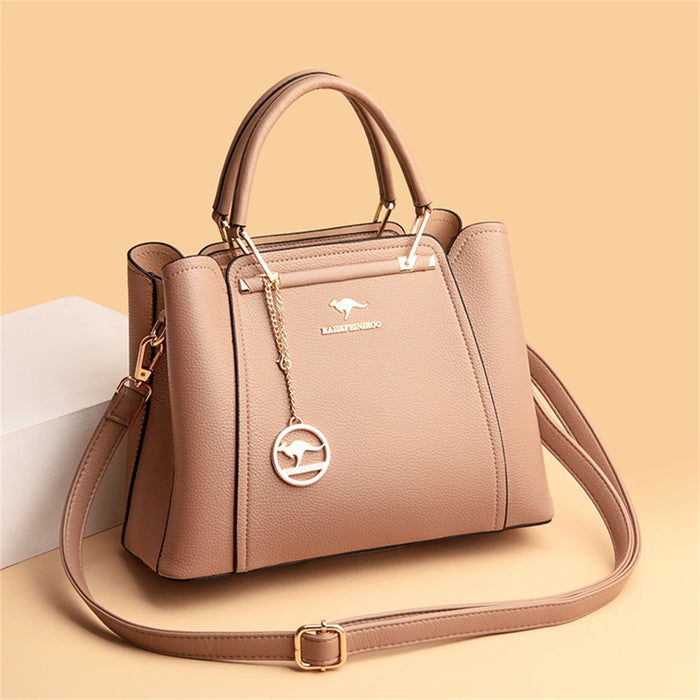 Women’s Shoulder Bag – Soft Leather Tote with Tassel Pendant - Samanta Factory