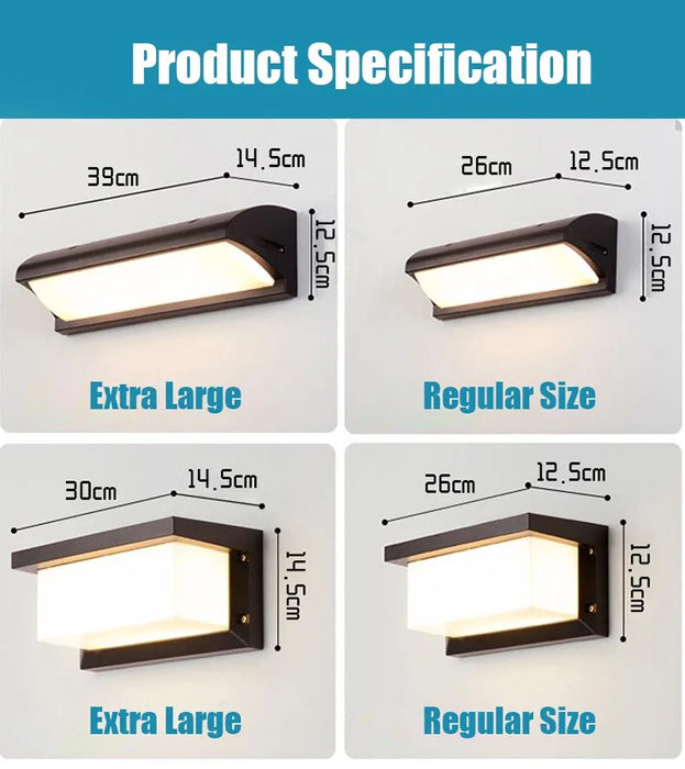Extra Large LED Outdoor Wall Light – Waterproof IP65 with Radar Motion Sensor, 18W/40W Aluminum Lamp - Samanta Factory