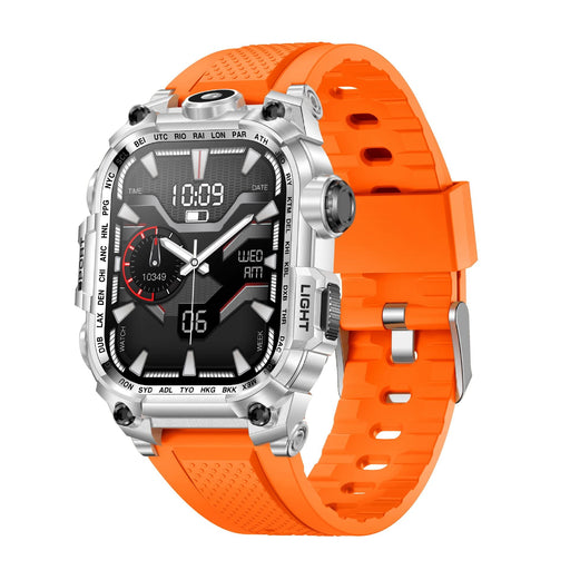 Waterproof fitness smartwatch with 2.01-inch HD display, heart rate and blood pressure monitoring, sleep tracking, Bluetooth calling, and 100+ sports modes