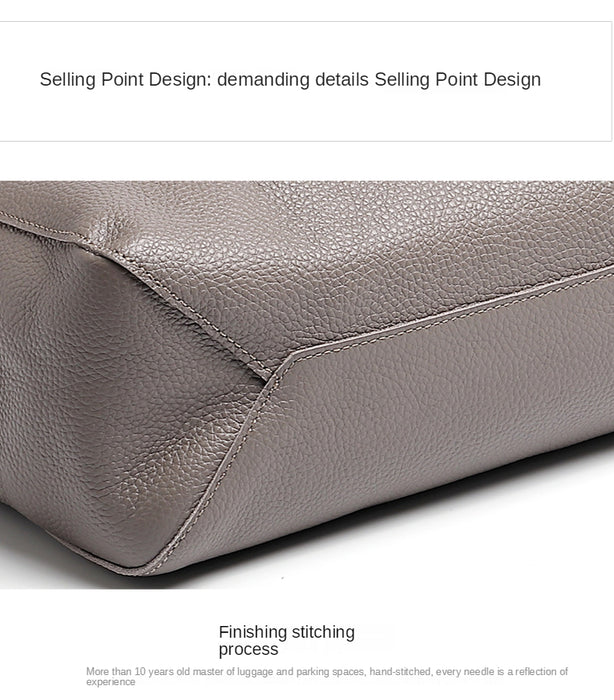 Genuine Leather Casual Tote – Soft, Versatile Design for Women - Samanta Factory
