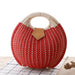 Women's Natural Rattan Handwoven Round Shell Handbag Top-handle Bag Summer Fashion Bohemia Female Casual Tote Clutch Beach Bag SF