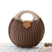 Women's Natural Rattan Handwoven Round Shell Handbag Top-handle Bag Summer Fashion Bohemia Female Casual Tote Clutch Beach Bag SF