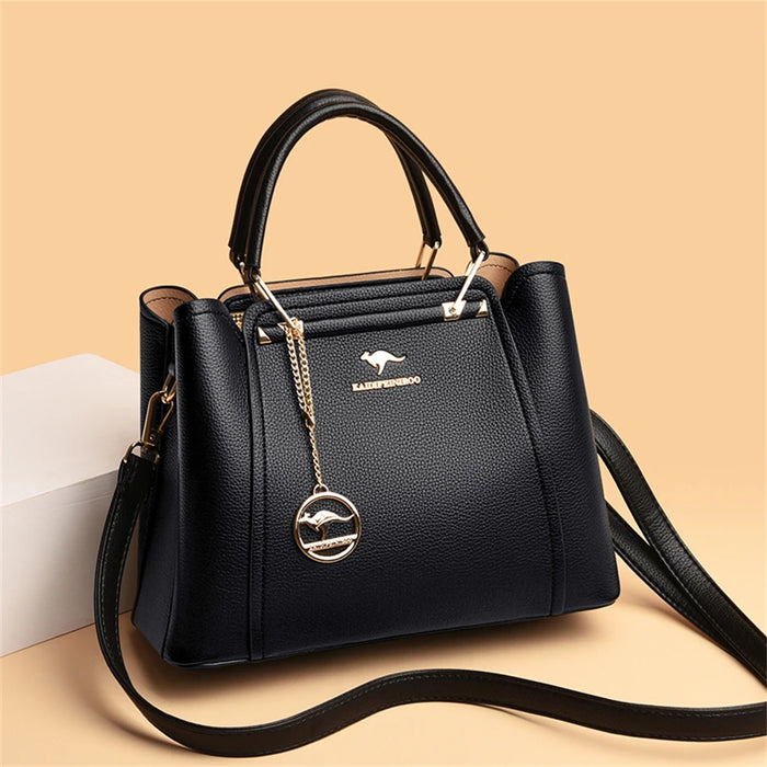 Women’s Shoulder Bag – Soft Leather Tote with Tassel Pendant - Samanta Factory