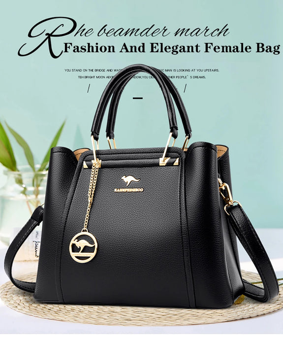 Women’s Shoulder Bag – Soft Leather Tote with Tassel Pendant - Samanta Factory