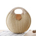 Women's Natural Rattan Handwoven Round Shell Handbag Top-handle Bag Summer Fashion Bohemia Female Casual Tote Clutch Beach Bag SF