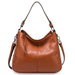 Genuine Leather Shoulder Bag – Soft, Versatile Hobo with Ruched Design - Samanta Factory