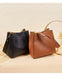 Women’s genuine leather bucket bag – soft cowhide shoulder handbag with hasp closure and multiple compartments