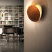 Gold Copper Moon Eclipse LED Wall Lamp with Fabric Shade and Sensor Switch for Bedroom
