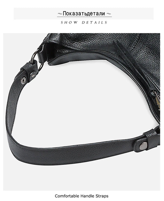 Genuine Leather Shoulder Bag – Soft, Versatile Hobo with Ruched Design - Samanta Factory