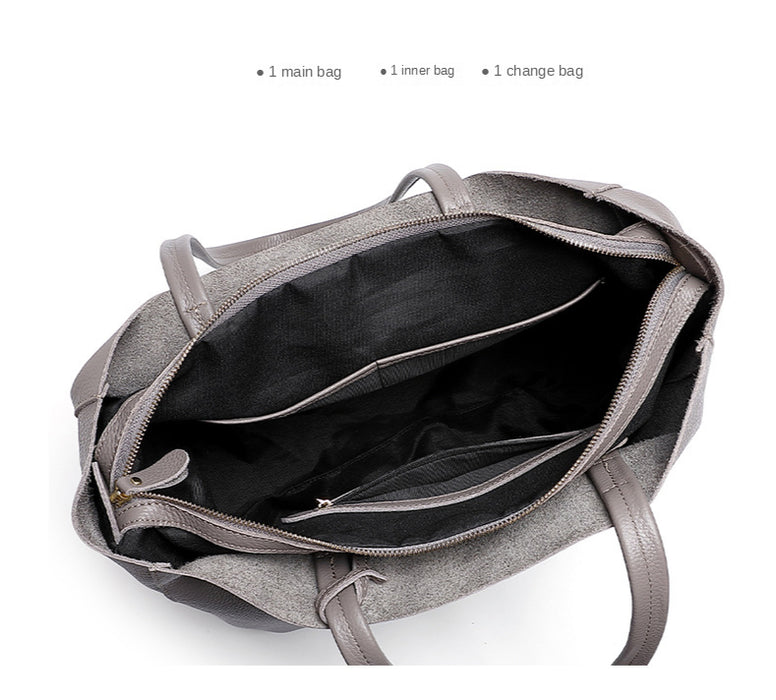 Genuine Leather Casual Tote – Soft, Versatile Design for Women - Samanta Factory