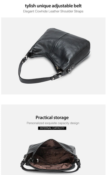 Genuine Leather Shoulder Bag – Soft, Versatile Hobo with Ruched Design - Samanta Factory