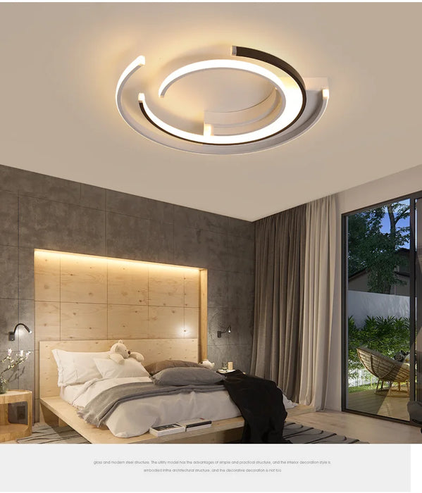 Modern Black LED Ceiling Light – Metal & Acrylic Surface-Mounted Fixture - Samanta Factory
