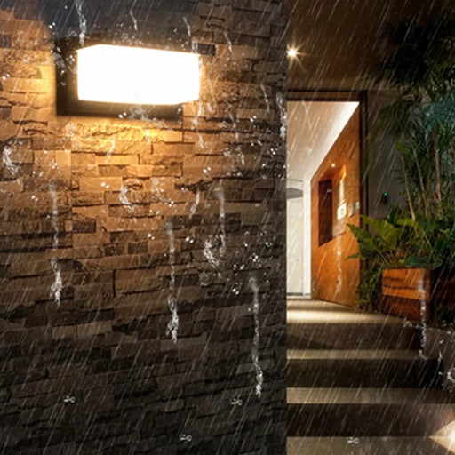 Extra large black aluminum LED outdoor wall light with IP65 waterproof rating, radar motion sensor, and intelligent light control for home and commercial use