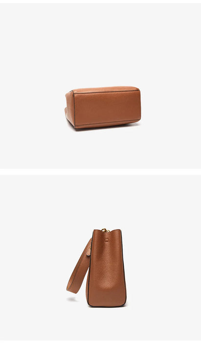 Women’s Genuine Leather Bucket Bag – Soft Cowhide Shoulder Handbag - Samanta Factory