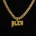 Hip hop style personalized name necklace in stainless steel with gold, silver, and rose gold options