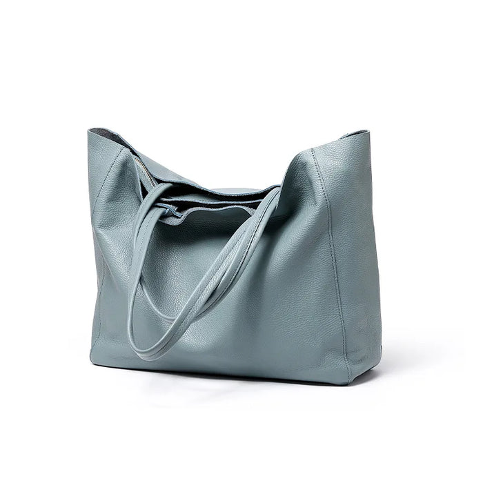 Genuine Leather Casual Tote – Soft, Versatile Design for Women - Samanta Factory