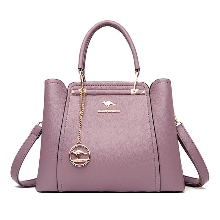 Women’s Shoulder Bag – Soft Leather Tote with Tassel Pendant - Samanta Factory