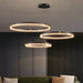 Modern Nordic LED pendant light fixture with aluminum frame, acrylic lampshade, and adjustable color temperature
